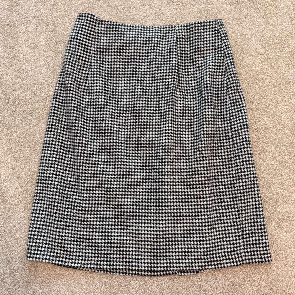 35th & 10th Houndstooth Skirt Womens 9 Black White Wool Blend Vintage A-Line USA